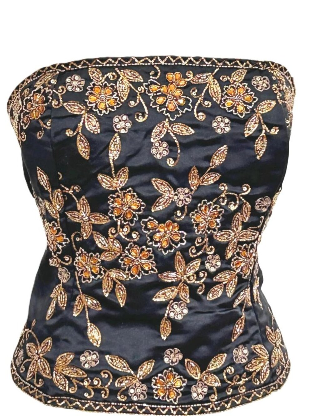 JASDEE Vintage BustierCorset HandWork GottaThread Embroidery OnSatin Style F3128